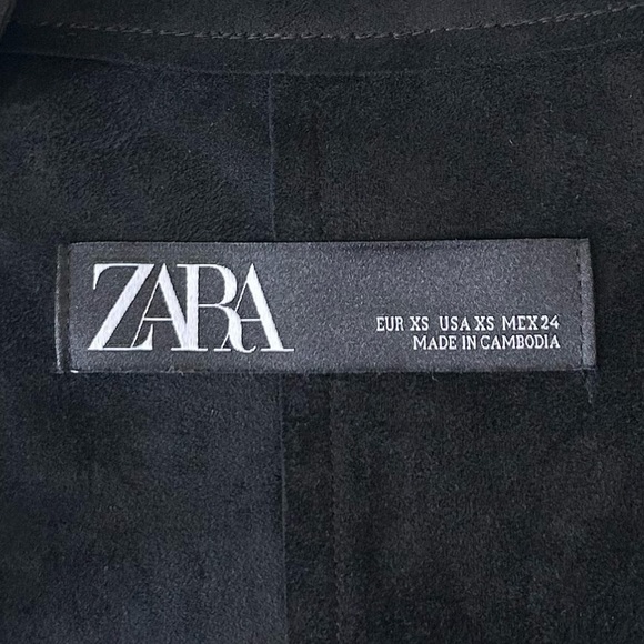Zara Black Faux Suede Draped Waterfall Blazer Moto Jacket Open Front Size XS - Picture 9 of 14